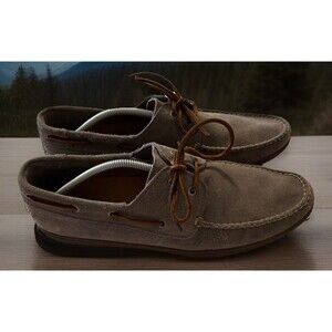 FRYE Men's Harris Leather Tie Slip-On Gray Suede Loafer driver Boat Shoe size 13